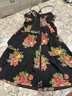 Black Floral Button-Front Sundress